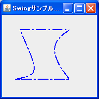 Java Swingベジェ曲線を含む図形の描画サンプル